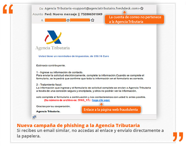 Agencia Tributaria ataque phishing