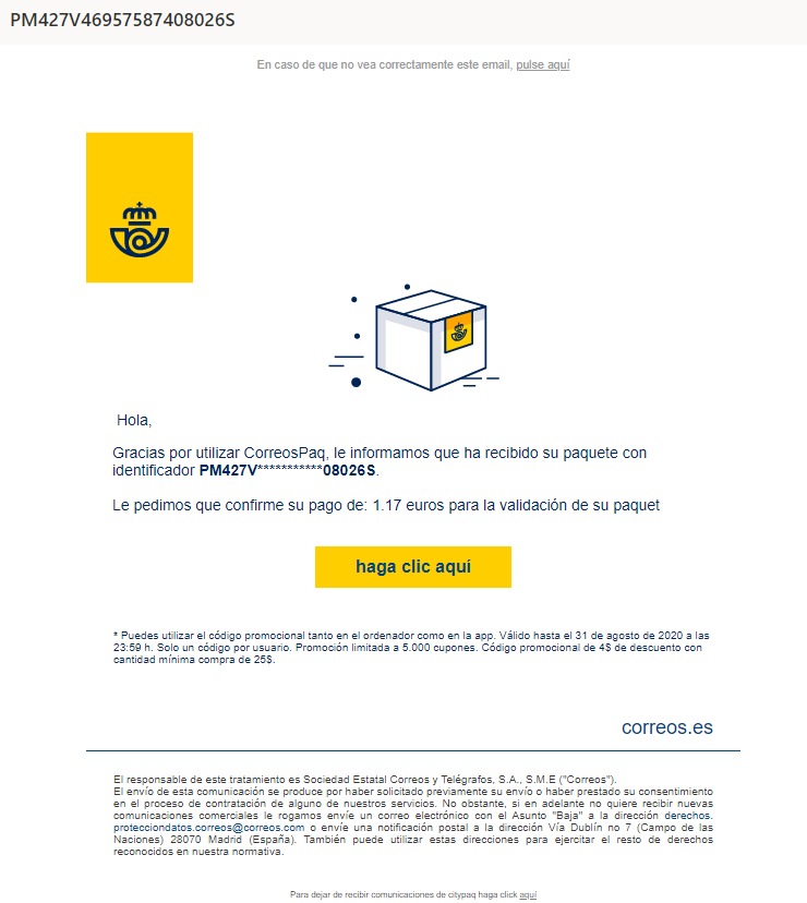 Correo electrónico falso